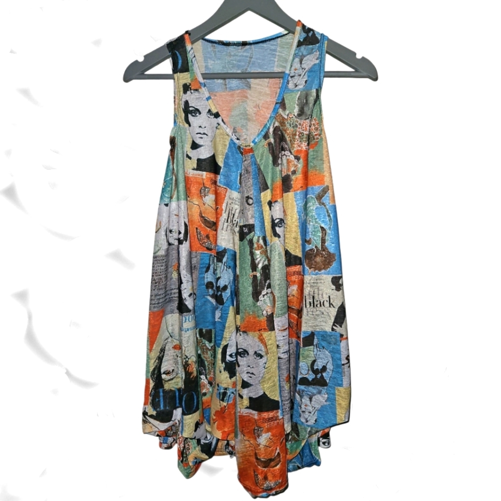 Colorful Graphic Sleeveless Dress/Coverup
